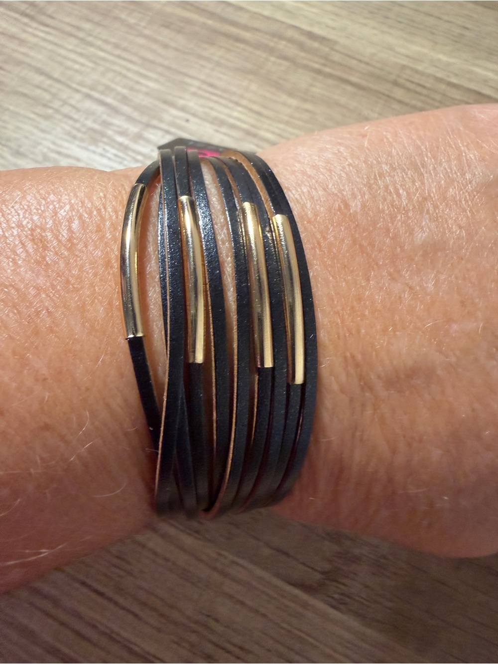 paparazzi Black Multi-Strand Wrap Bracelet with Gold Accents